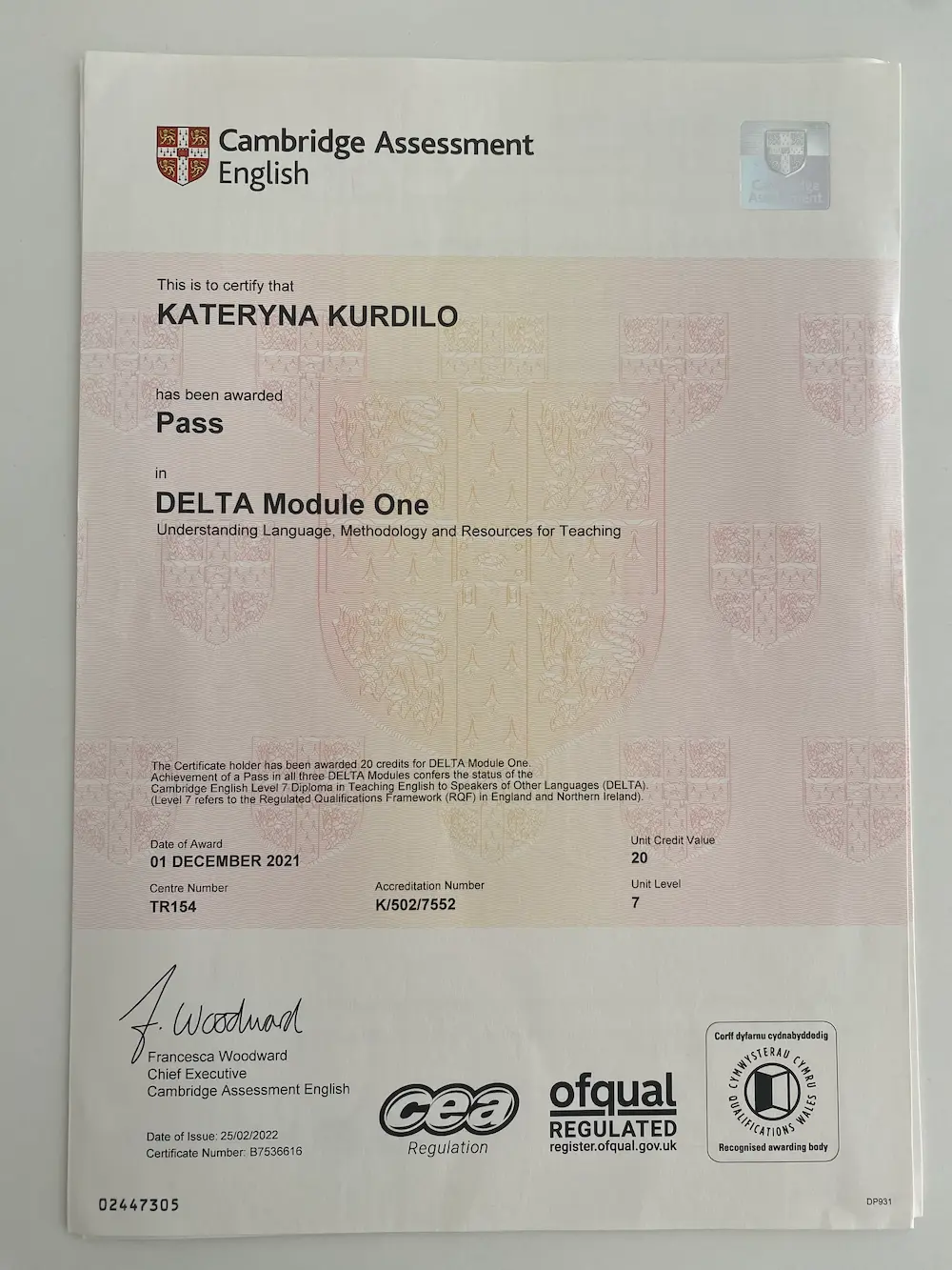 delta 1 certificate