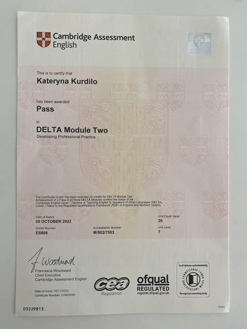 delta 2 certificate